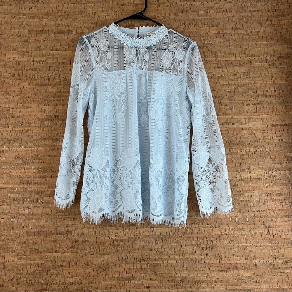 Ultra Pink Sheer Lace Blouse